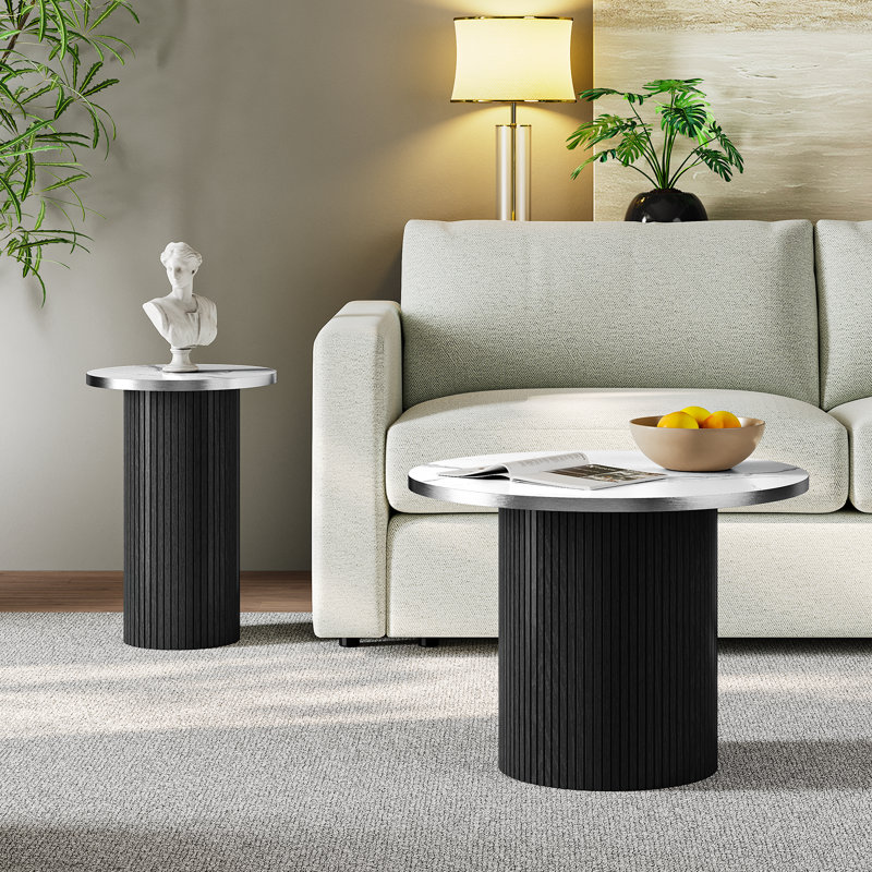 Pedestal Coffee Table, Black
