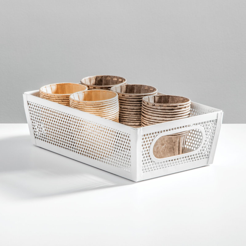 10x6x3 Perforated Bin, Matte White