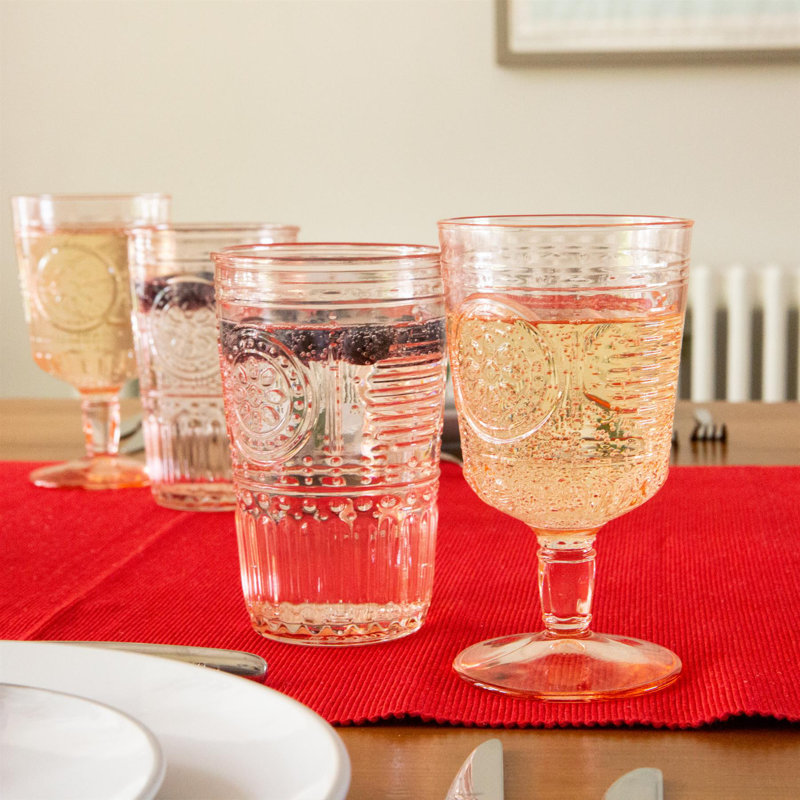 Romantic Wine Glasses, Pink, 12