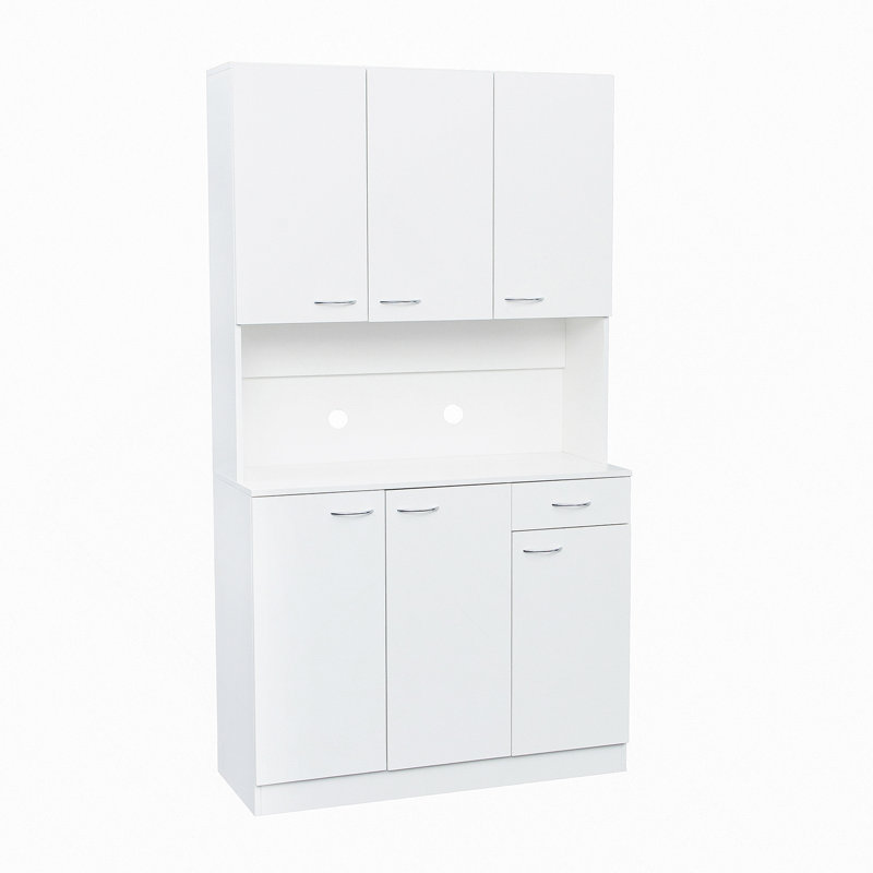 70,87 po de hauteur avec garde-robe et armoire de cuisine, avec 6 portes, 1 tablette ouverte et 1 tiroir