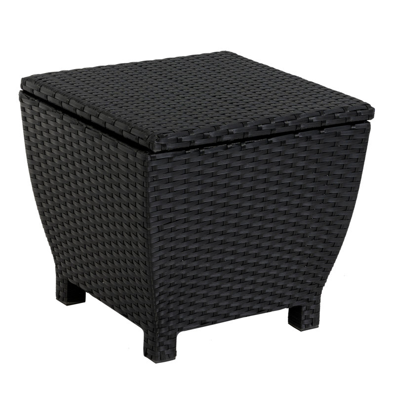 Petite boîte de rangement d'extérieur avec couvercle, Noir