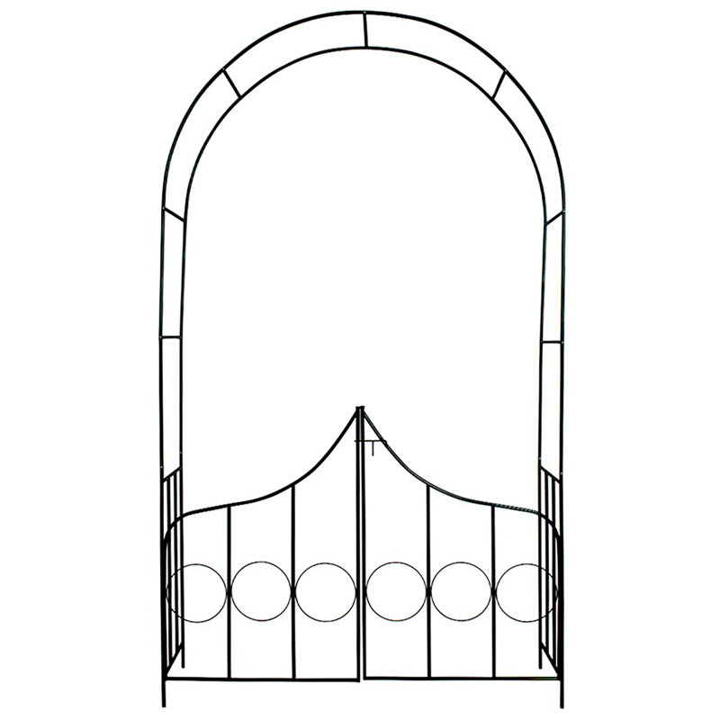 140cm W x 40cm D Metal Arbour with Gate in Green