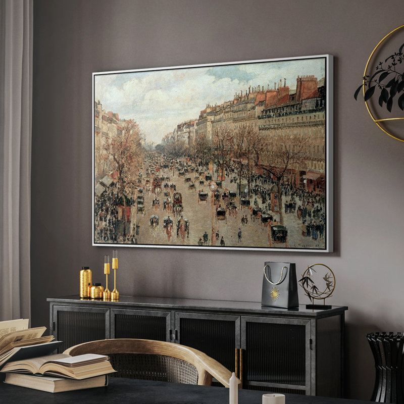 Paysage rétro-DII, H 27 po x l 41 po x P 2 po, Toile encadrée flottée blanche