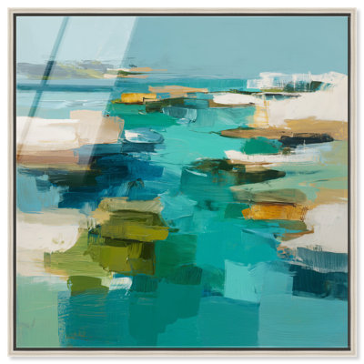 «Oceanic Tones I», impression murale encadrée par Art Remedy, cadre argenté, 12 x 12