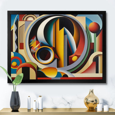 Circular Retro Dynamics II - Abstract Geometric Framed Canvas Print