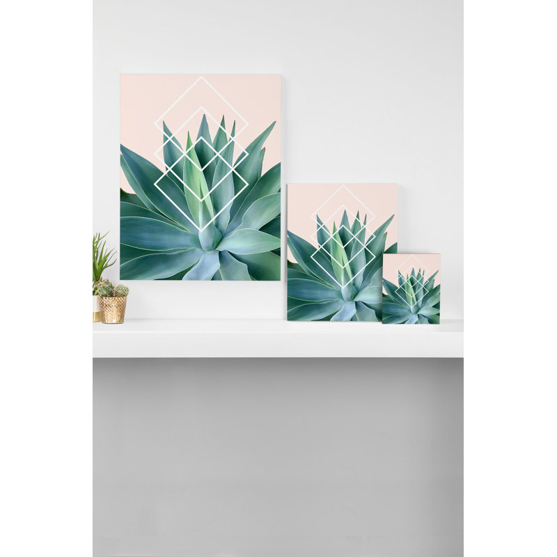 « agave geographical metrics pêche », impression, H 10 po x l 8 po x P 2 po, Toile tendue, Pas de tapis