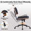 Chaise de bureau moderne en similicuir et noyer-2103199007