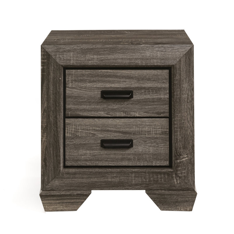 Table de chevet pour chambre à coucher à 2 tiroirs - Rustique, table de chevet rustique 2
