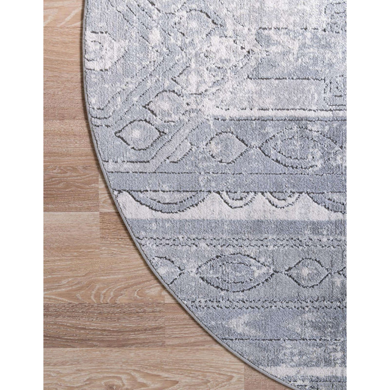 Geddis Ikat Indoor Rug, Round 7'