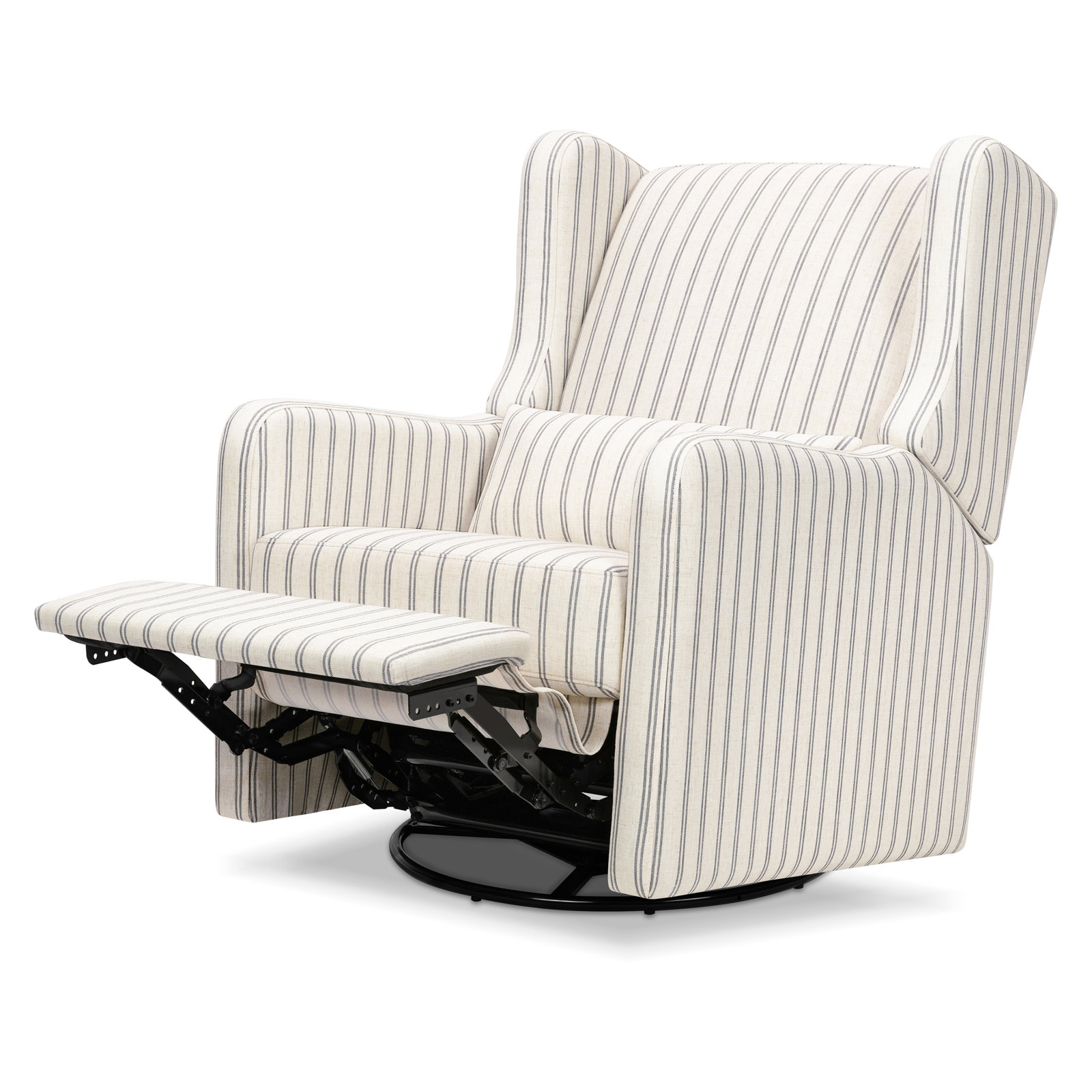Arlo Linen Swivel Glider, Performance Charcoal Double Stripe Linen