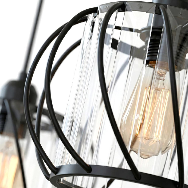3 - Light Kitchen Island Pendant, Black