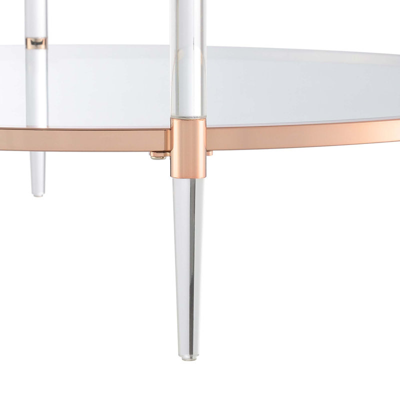 Carolina 2-Tier Acrylic Glass Coffee Table, Rose Gold