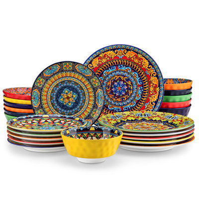 Bohemian Porcelain Dinnerware Set Handcrafted Microwave Dishwasher Safe