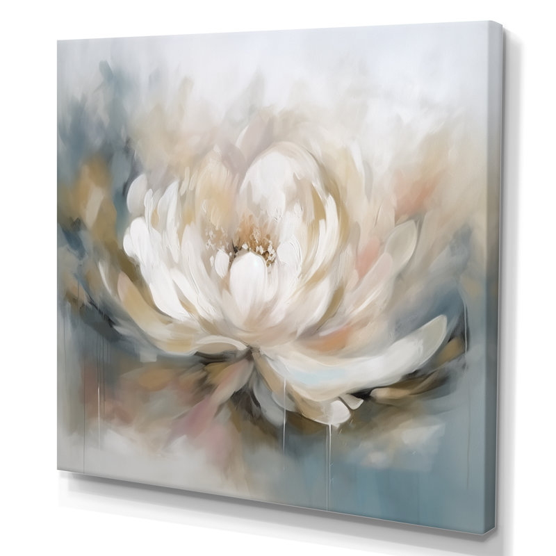 White Lotus Floral Melodies " White Lotus Floral Melodies ", 36" H x 36" W, Wrapped Canvas, No Frame