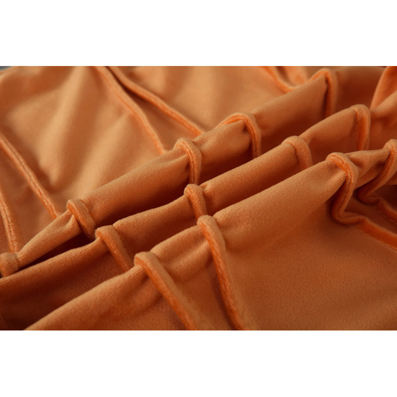 Pleated Square Polyester Velvet Pillow Cover, 18"H x 18"W, Burnt Orange
