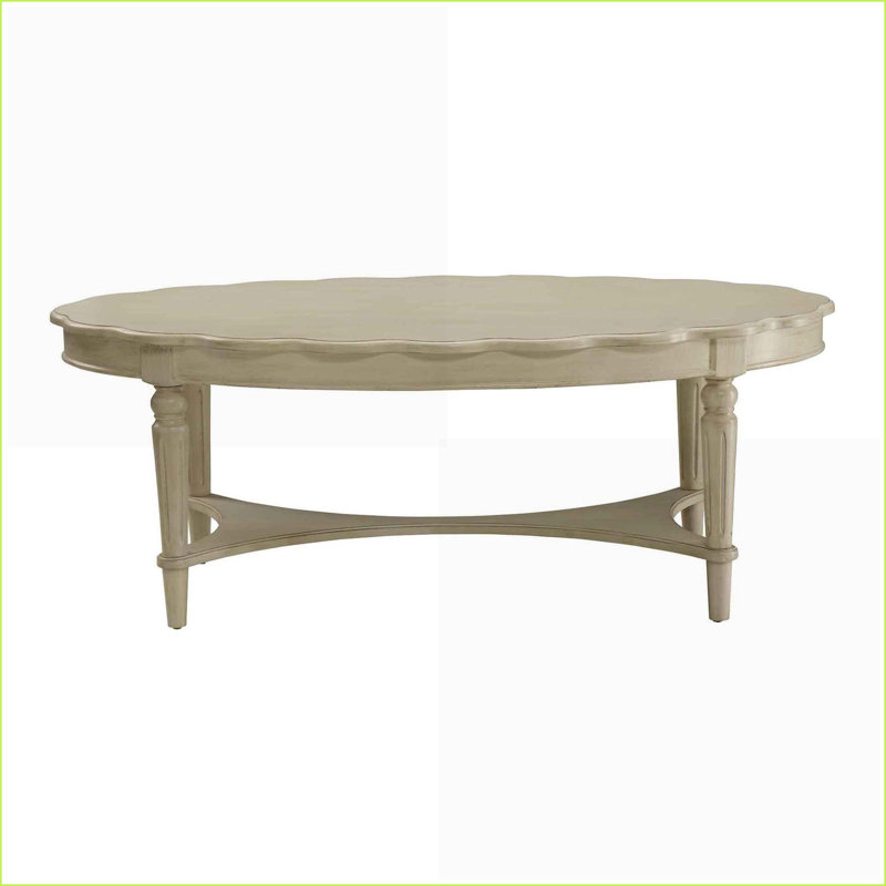 Table basse de style français antique blanc avec tablette inférieure - Plateau en bois durable pour le rangement du salon