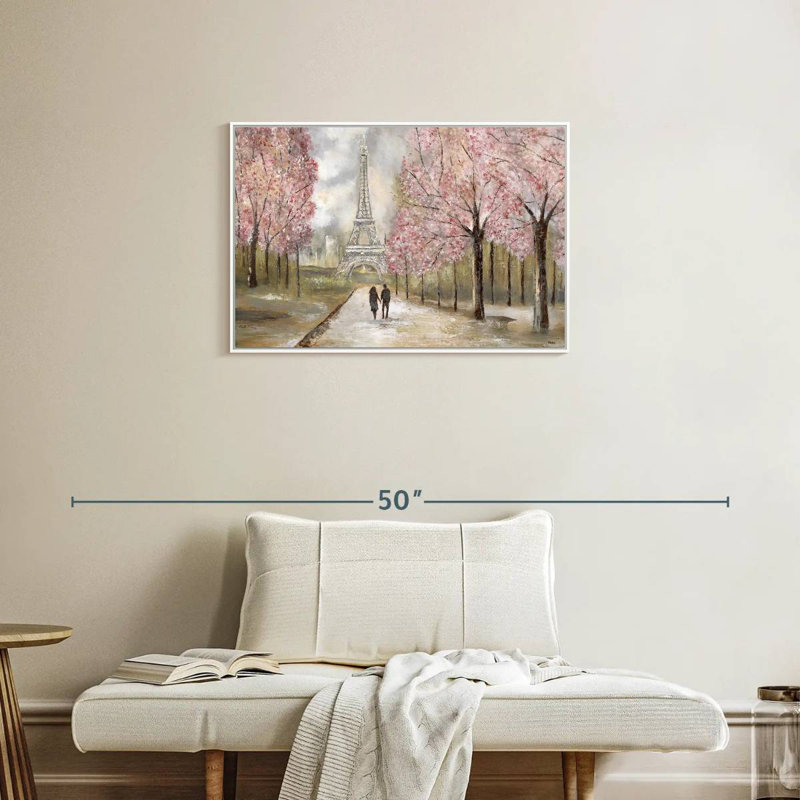 Balade à Paris, Cadre flottant blanc, 31 po x 21 po