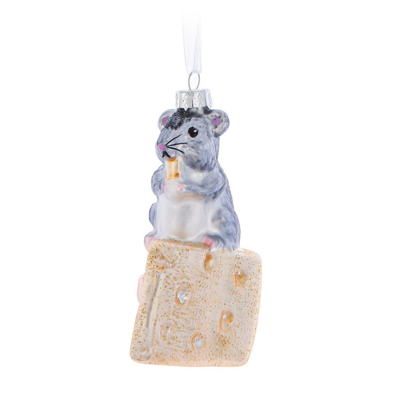 Ornement suspendu souris sur fromage