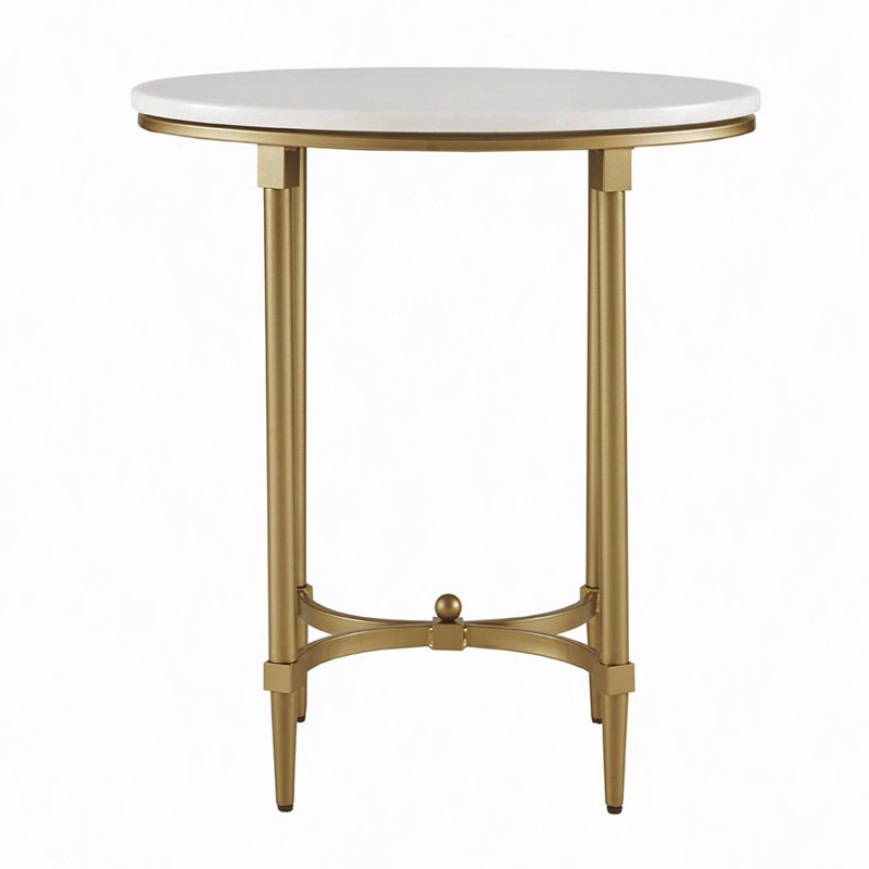 Table de bout en marbre avec pieds en métal doré, table d'appoint élégante et moderne, assemblage requis