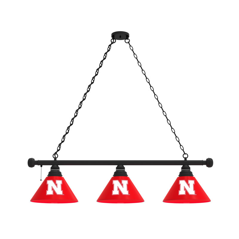 3 - Light Pool Table Lights Pendant, Black, Nebraska Cornhuskers
