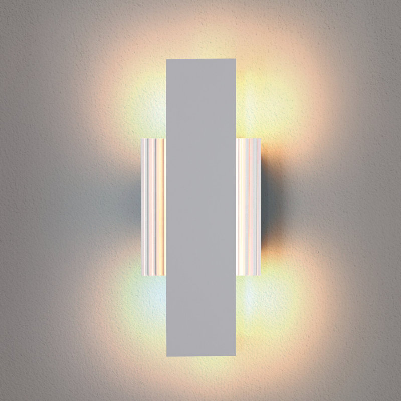 Searles 15-inch Textured White 5CCT LED Exterior Wall Sconce, 15" H x 6" W x 2.25" D, White