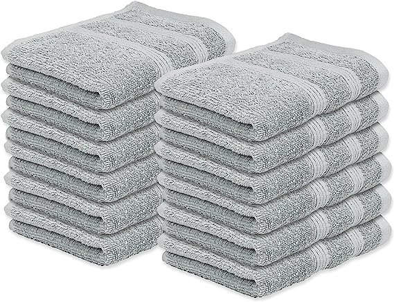 Kaufman - Premium Washcloth (13x13 Inches) 100% Cotton Ring Spun, Highly Absorbent, Durable