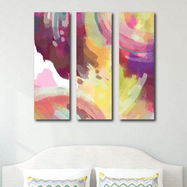 Brayden Studio® Abstract Pink On Canvas 3 Pieces Print | Wayfair