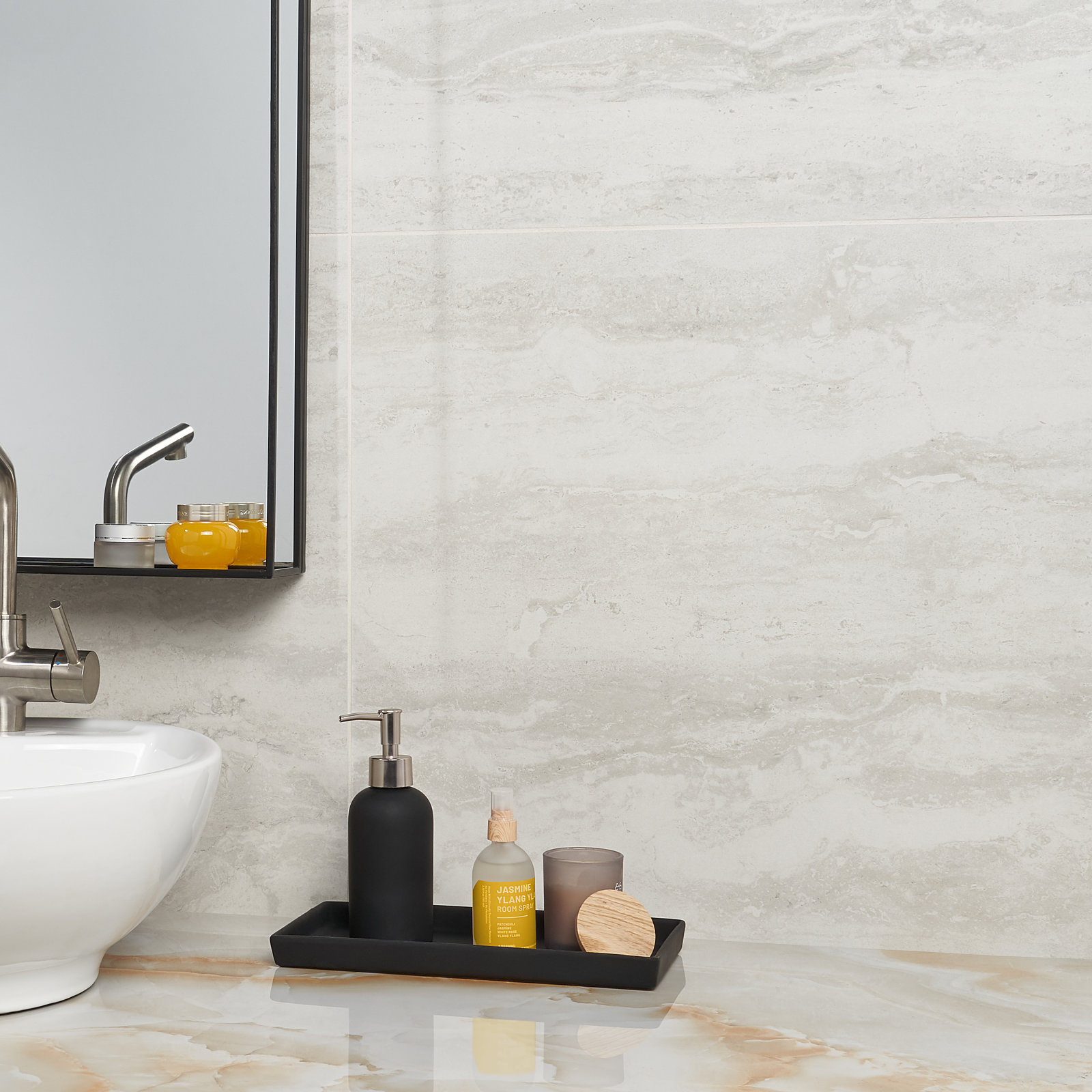Core Travertine 24" x 48" Porcelain Stone Look Wall & Floor Tile, White