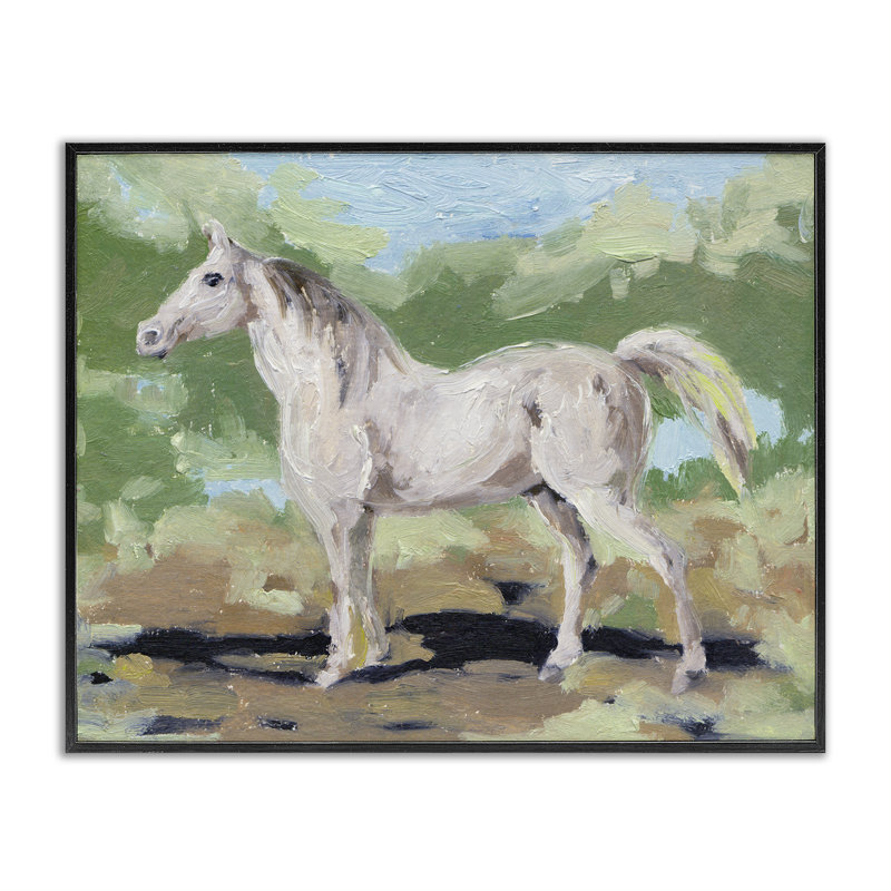 «Giclee Horse» par Melissa Wang, H 16 po x l 20 po, Giclée encadrée noir minuit