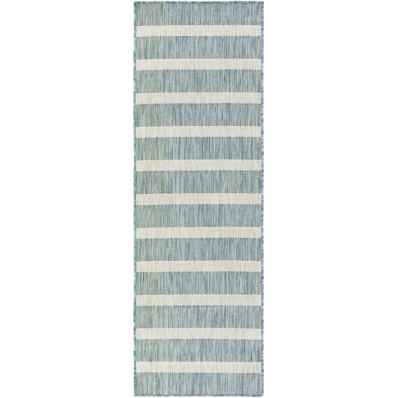 Tapis intérieur / extérieur rectangulaire Shaila, Bleu, Tapis de couloir 2 pi x 6 pi