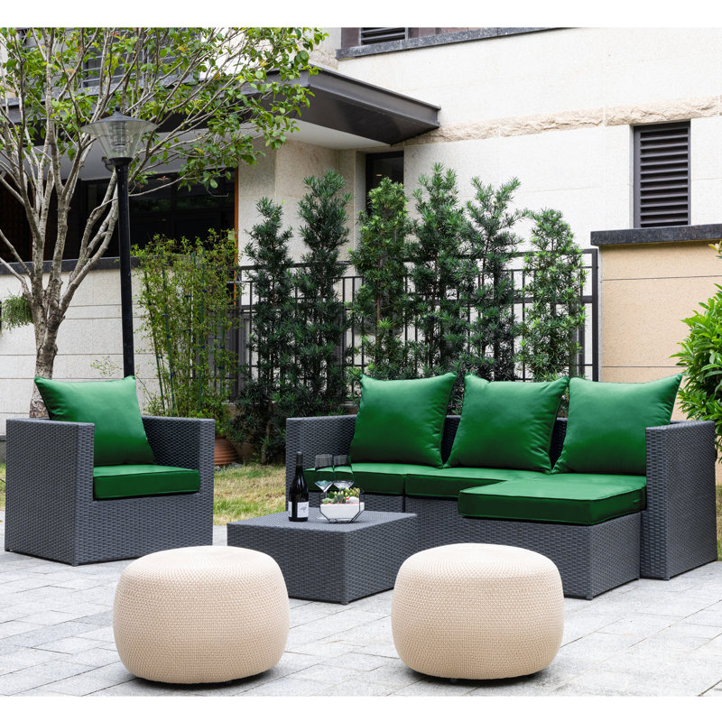 Outdoor/Indoor Deep-Seat Cushion Set, Dark Green