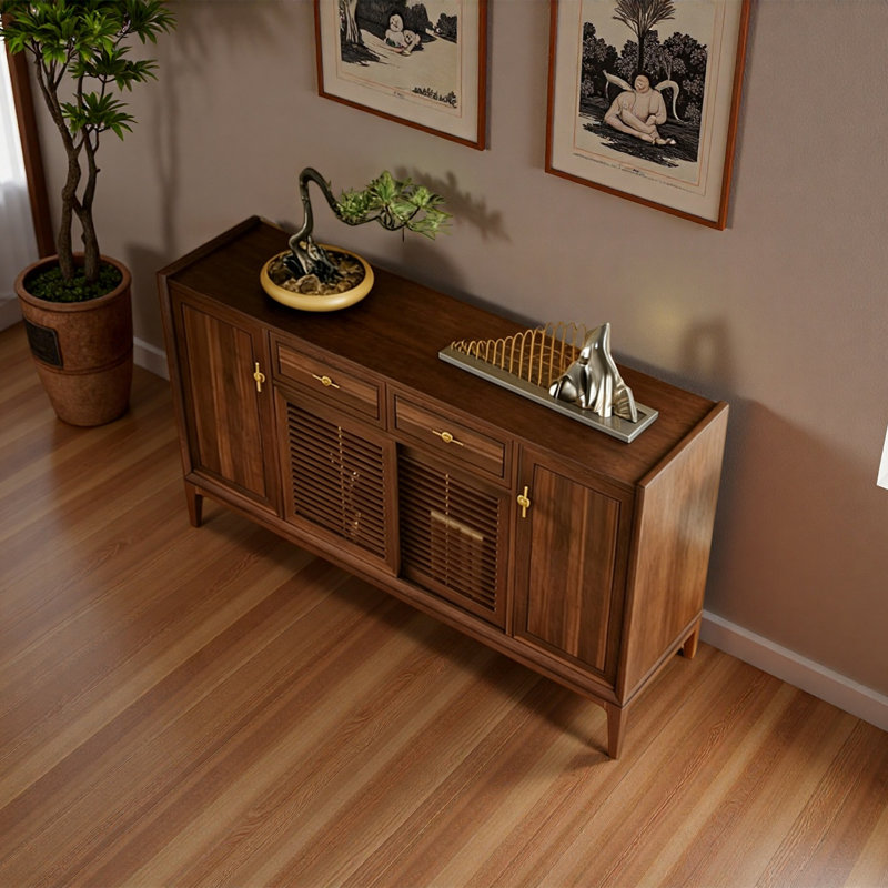 Buffet en bois de frêne, H 35,43 po x l 55,12 po x P 14,96 po