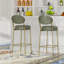 Tabouret de bar rembourré en velours avec tabouret et repose-pieds, ensemble de 2 chaises de salle à manger rondes pour la cuisine-2077721131