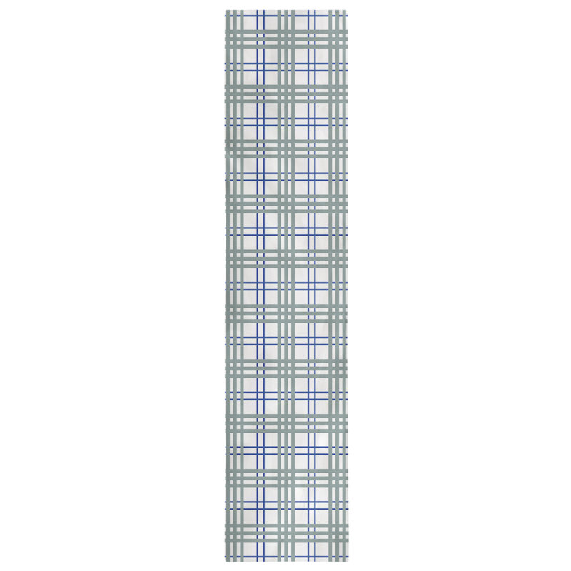 Paid Polyester Table Runner, 90" L x 16" W, White/Royal Blue/Silver Green