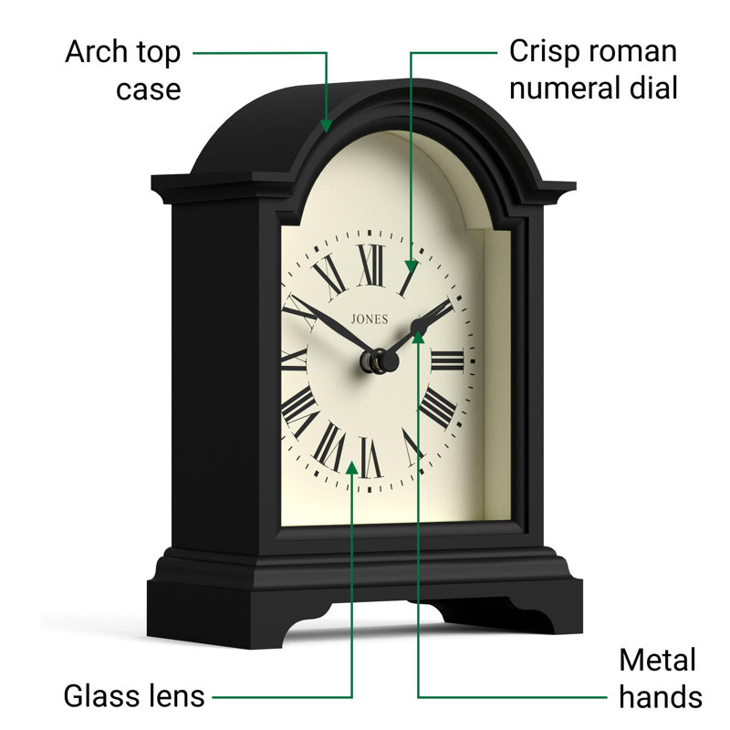 Roman Numeral Plastic / Acrylic Quartz Movement / Crystal Tabletop Clock, Black