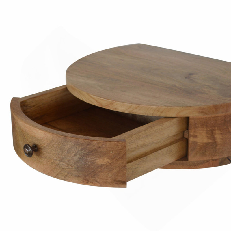 Table de chevet murale en bois massif, 1 tiroir, chêne clair, brun clair
