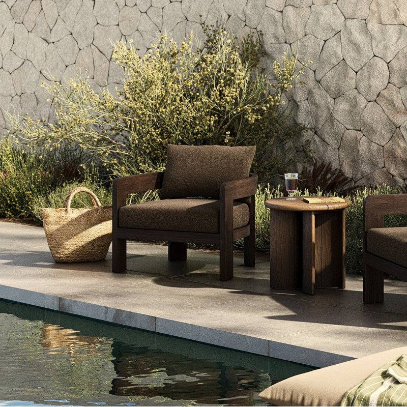 Chapman Outdoor Teak Lounge Chair, Brown