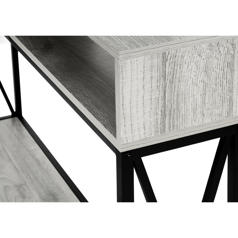 Accent - Plateau en stratifié gris et base en métal noir