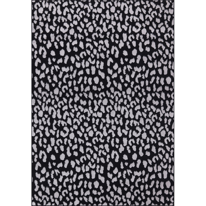 Tapis noir et gris à motif animalier de la collection Amberella, Rectangle 5 pi 3 po x 7 pi 3 po