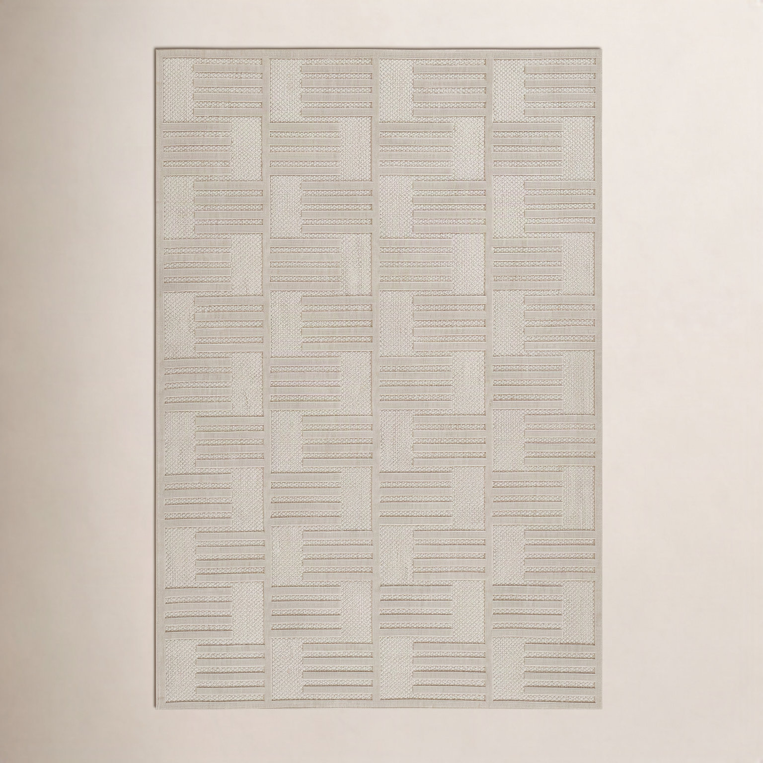 Trilby Beige Geometric Outdoor Rug, Rectangle 7'10" x 10'10"