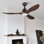  Ventilateur de plafond 3 lumières DEL avec lumière à intensité variable noyer foncé