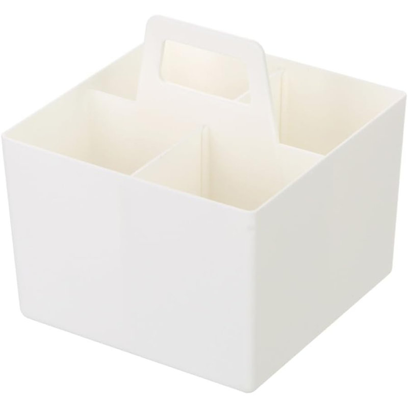  Serviteur de condiments en plastique blanc à 4 compartiments avec poignée de transport - Organisateur de restaurant et d'organisation de maison indispensable pour les ustensiles, serviettes de table et bouteilles de condiments, 1265