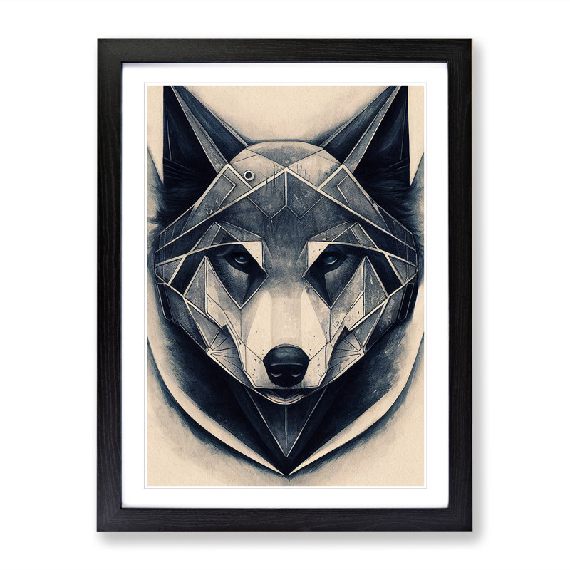 Robo Wolf - Single Picture Frame Print, 46cm H x 34cm W x 2cm D, Black Framed