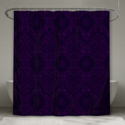 Rideaux de douche mauve à motif damassé très longs