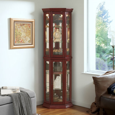 Vitrine de coin avec lumière et tablette réglable