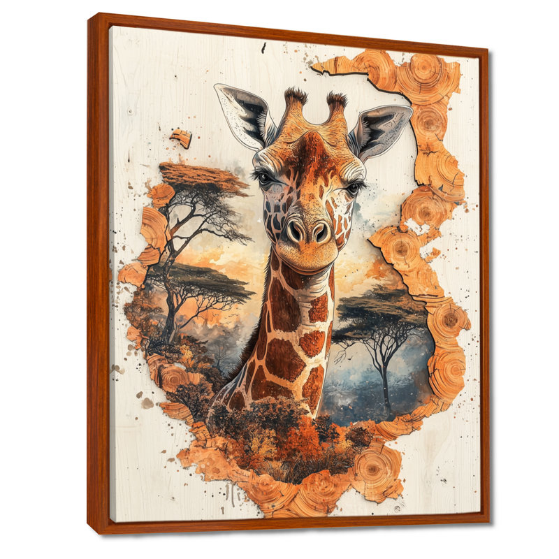 Gerafe girafe doux géant d'Afrique - impressions sur toile girafe, H 20 po x l 12 po, Impression encadrée sans passe-partout