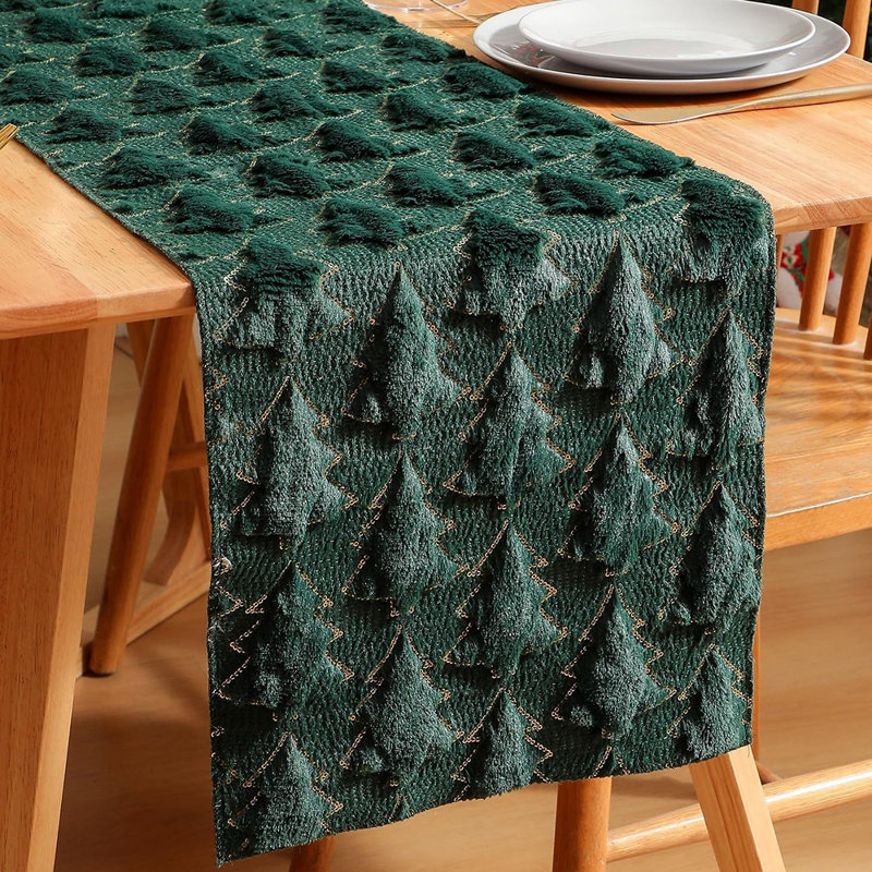 Chemin de table de Noël matelassé en peluche 3D