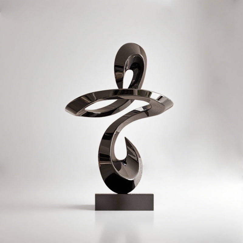 Luxury-Lite Geometric Glass Fiber Reinforced Marble Base Decorative Piece Sculpture Piece, Gray
