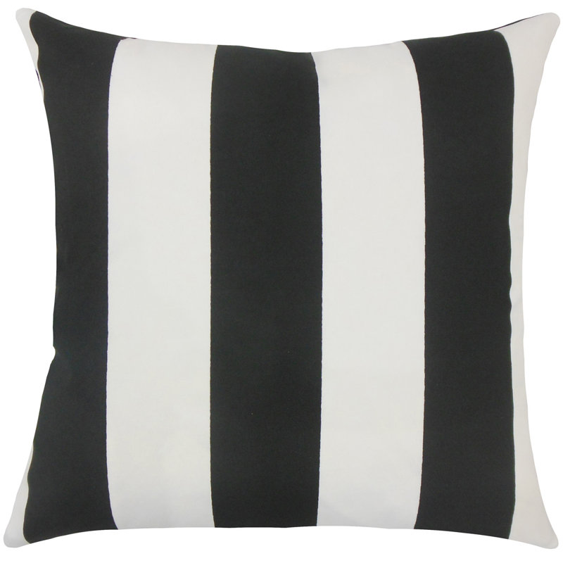 Striped Reversible Throw Pillow, Black