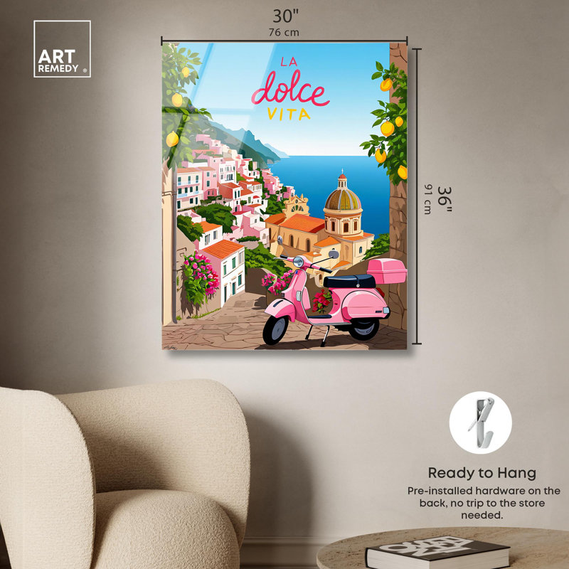 «Italian Riviera», reproduction d'art acrylique sur toile par Art Remedy, H 36 po x l 30 po